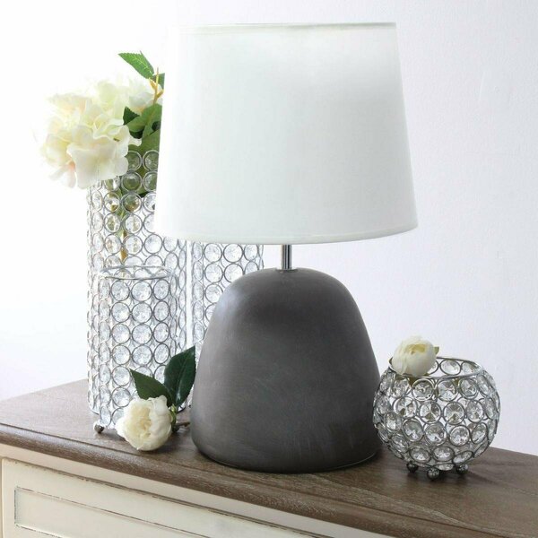 All The Rages Simple Designs Round Concrete Table Lamp, White LT2058-WHT